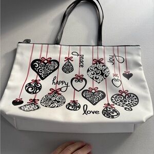 Brighton Love Notes Tote Christmas Shoulder Bag Holiday White Red